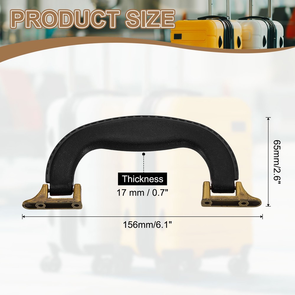 2Pcs Luggage Handle Plastic Pull Handle Grip Replacement with Screws Black Green