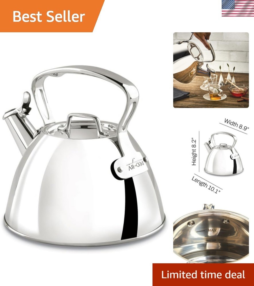 Elegant Stainless Steel 2-Quart Whistling Tea Kettle - Durable & Dishwasher Safe