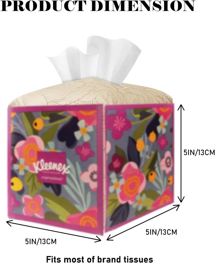 Tissue Box Holder Cover Square Tissue Cube Cover PU Leather Tissue Organizer wit