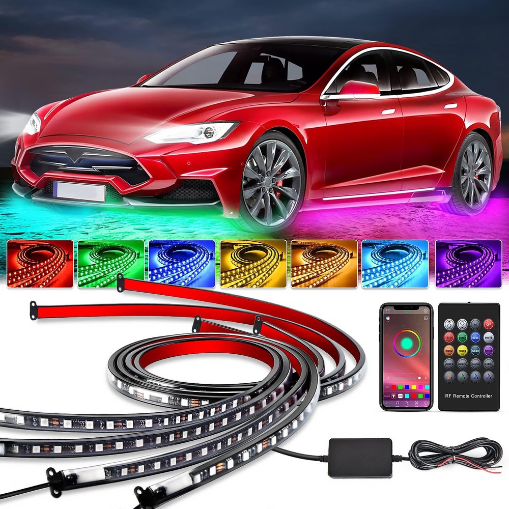 RGB LED Strip Under Car Tube Underglow Underbody System Neon Light Kit