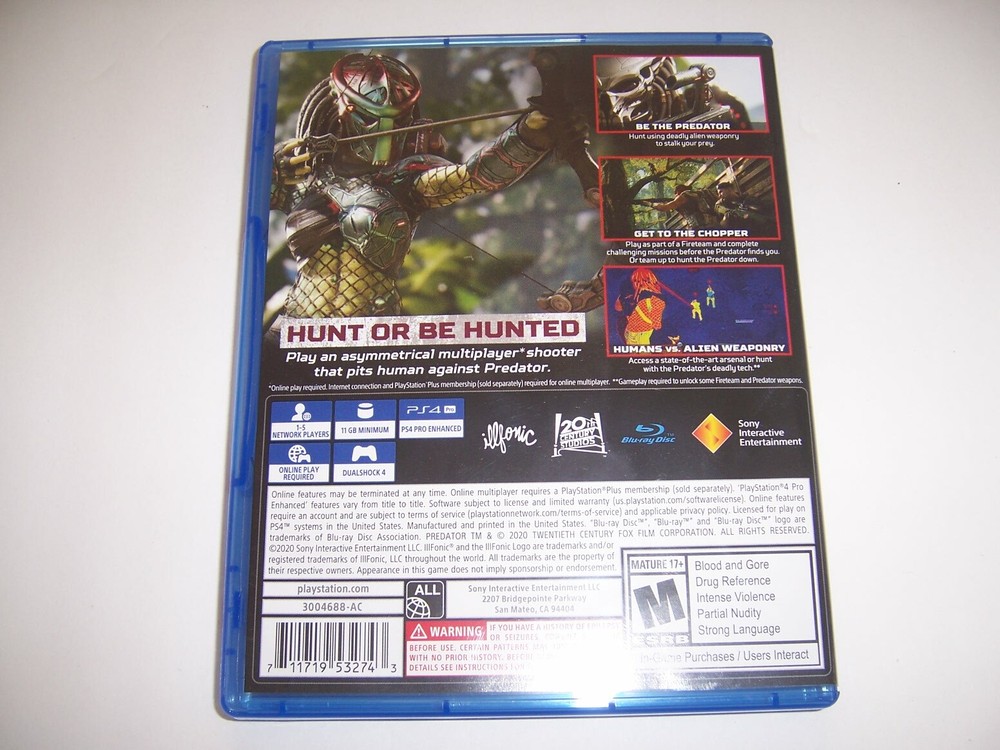 Replacement Box Case PREDATOR HUNTING GROUNDS PlayStation 4 PS4 ORIGINAL NO DISC
