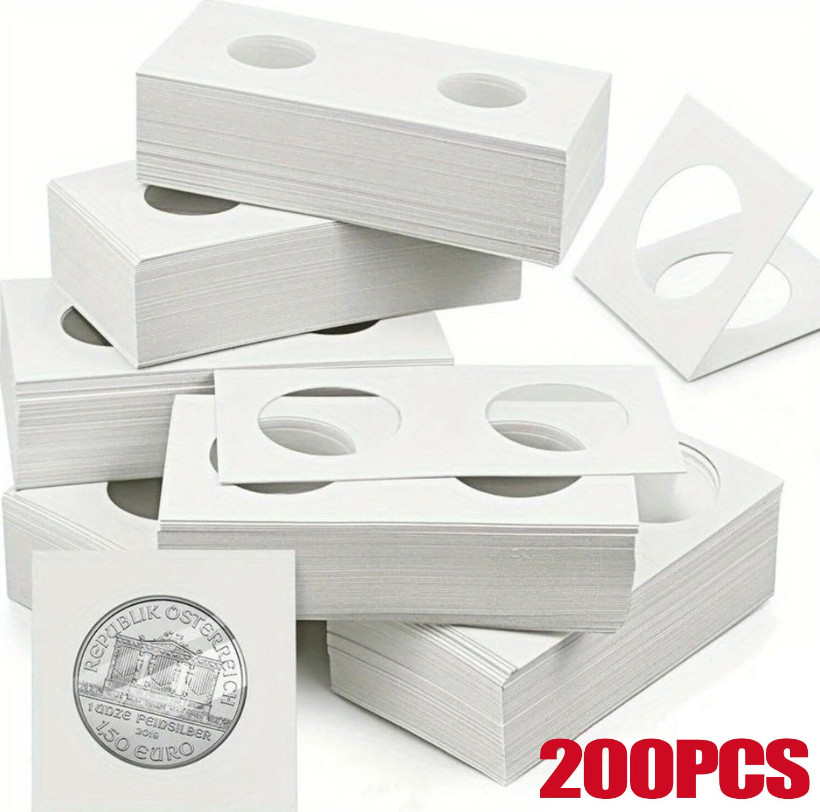 200PCS Assorted Coin Holders 2X2 Cardboard Mylar Flips Include 4 Sizes New--A