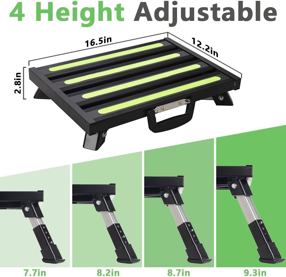 RV Steps, 4-Level Adjustable Folding Step Stool with Non-Slip Rubber Feet