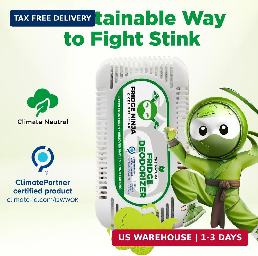 Fridge Ninja Fridge Deodorizer (2 Pack) - More Effective Than Baking Soda - Natu