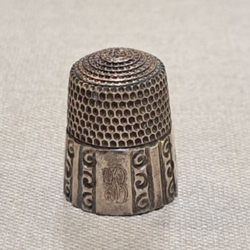 Vtg Sterling Silver Thimble Size 11 Initials DJB