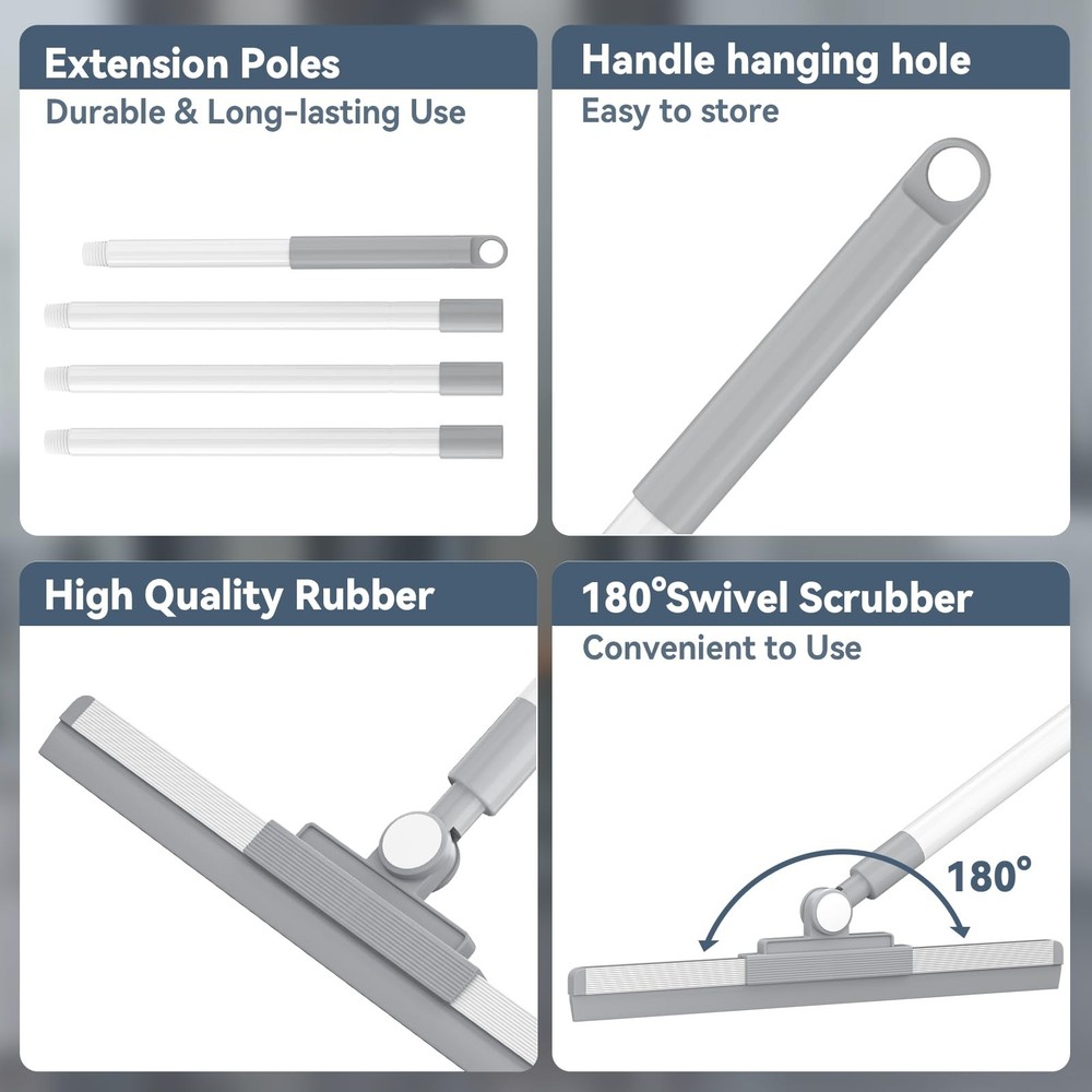Floor Squeegee with 180° Rotating Head, for 52'' White