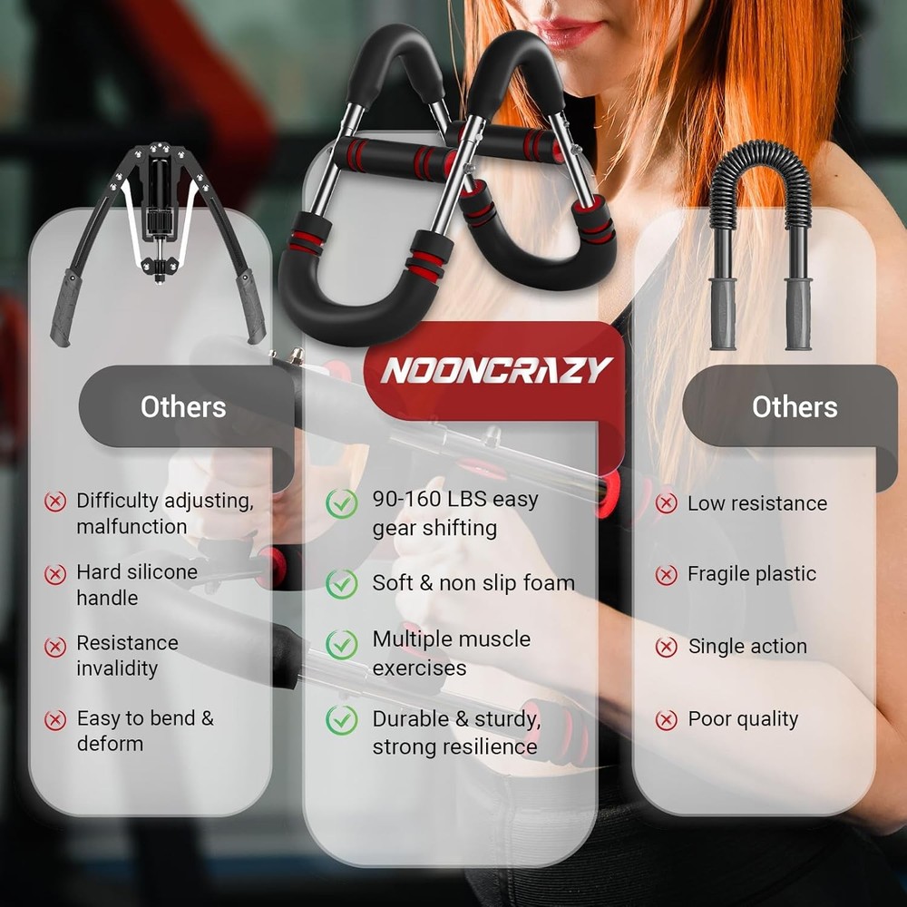 Adjustable twisting arm trainer for chest exercises.
