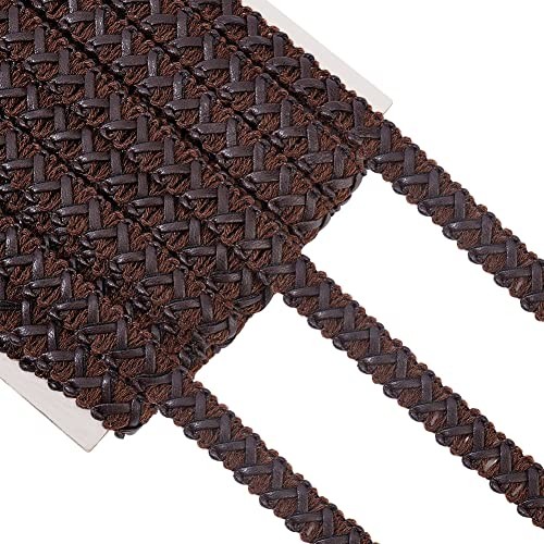 15 Yard Faux Leather Braid Trims Coconut Brown Flat Braid Strap Brown (Braid )