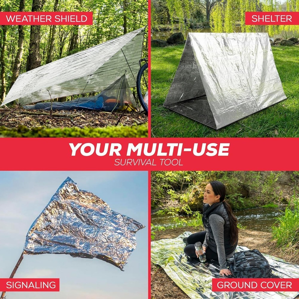 Emergency Blanket 4-Pack Space Mylar Blankets Reusable Thermal Blankets
