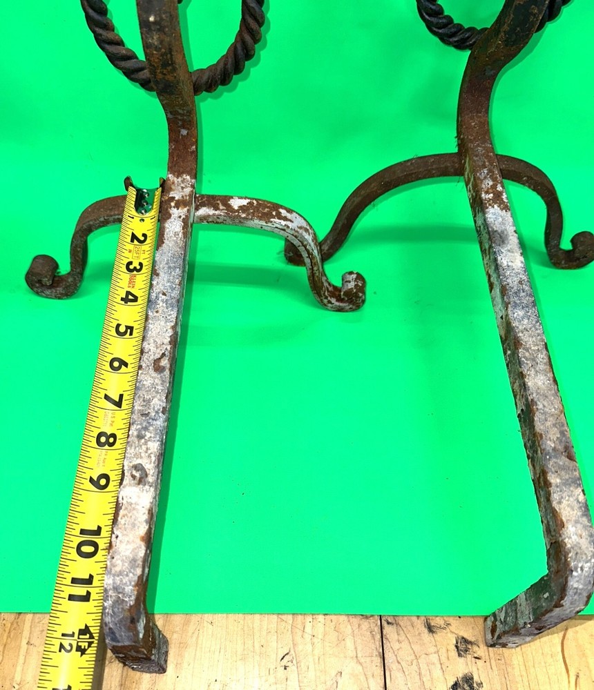 Very Nice Iron & Bronze Lion Andirons