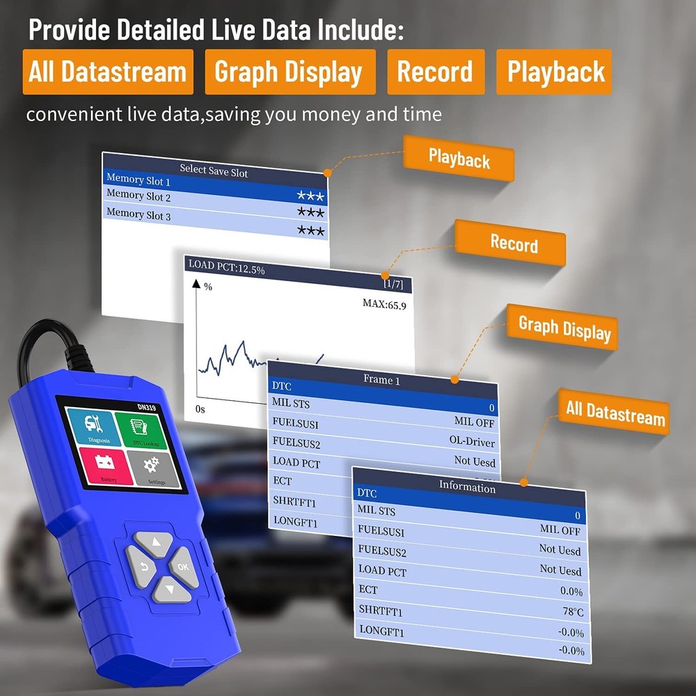 DNOSE DN319 Automotive OBD2 Scanner Car Engine Fault Code Reader Diagnostic Tool