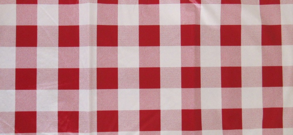 Buffalo Plaid Check Pattern Red/White Vinyl Flannel Back Tablecloth Various Size