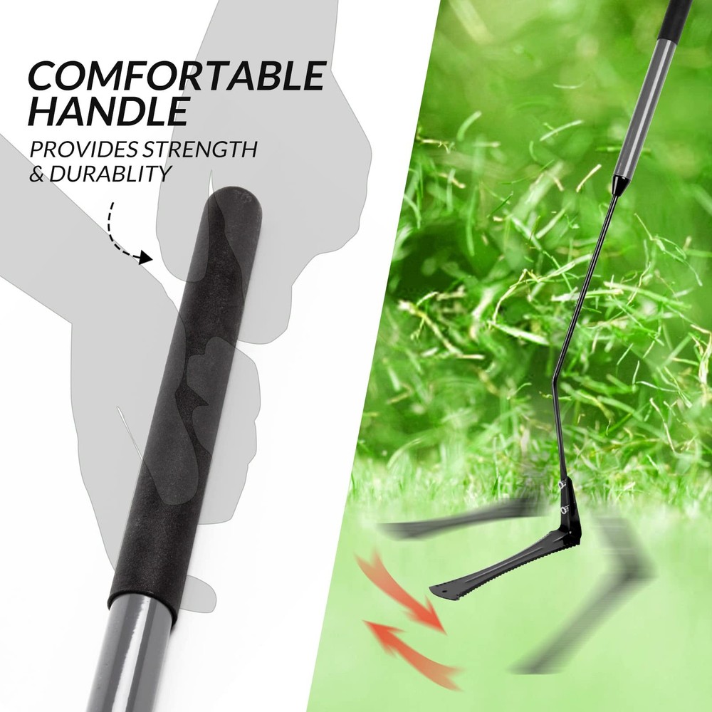 Walensee Grass Whip with Double-Edged Serrated Sharp 39-Inch, Grey+Black