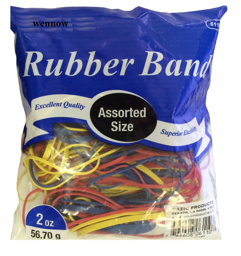 3 Pack 2 Oz./ 56.70 g Assorted Sizes and Colors Rubber Bands