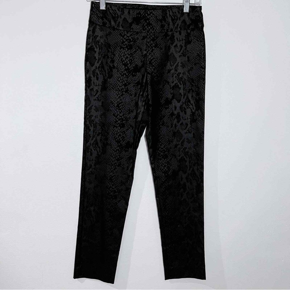New Tina Stephens Black Snake Print Pull On Pants Size 2