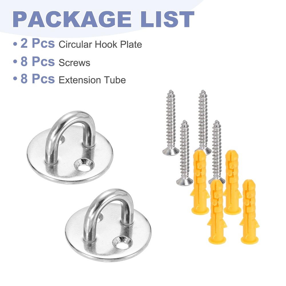 2Pcs M5 Eyelet Bracket Set Circular Hook Plate and Hook, Silver