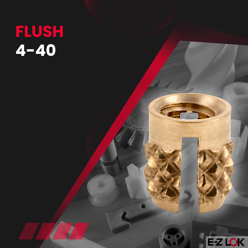 Threaded Insert for Plastic Flush Brass Thread Inserts 4-40 Pack of 50