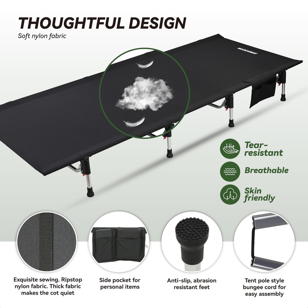 Lightweight Folding Tent Camping Cot Bed with Lever Lock, Easy Setup Portable...