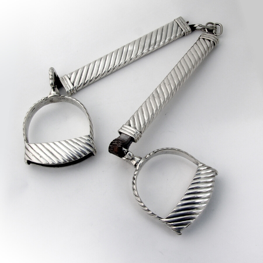 Argentine Ceremonial Stirrups Pair Crismanich 800 Silver