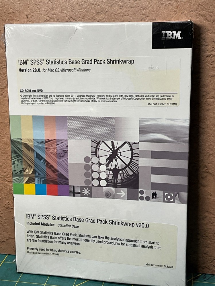 IBM SPSS Statistics Base Grad Pack 20.0 CD-ROM & DVD, SEALED
