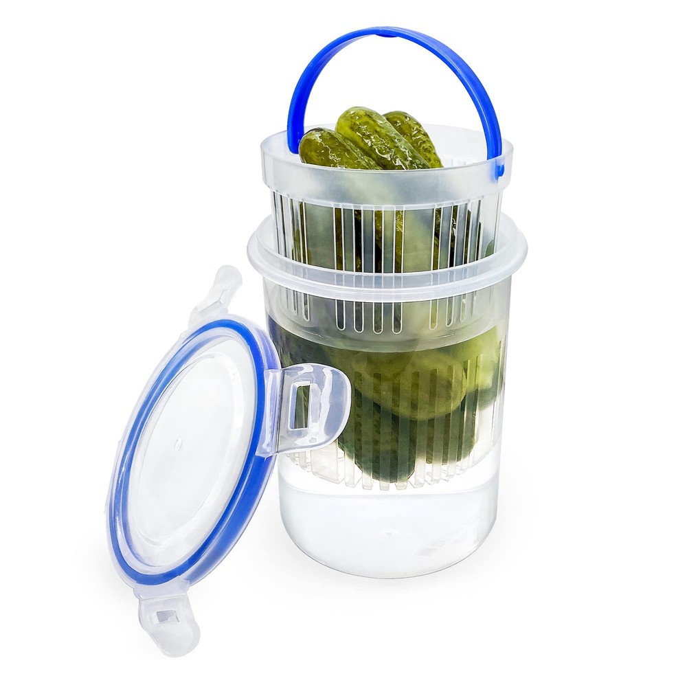 Pickle Jar 24 oz pickle container with strainer Pickle Holder Keeper Lifter, ...