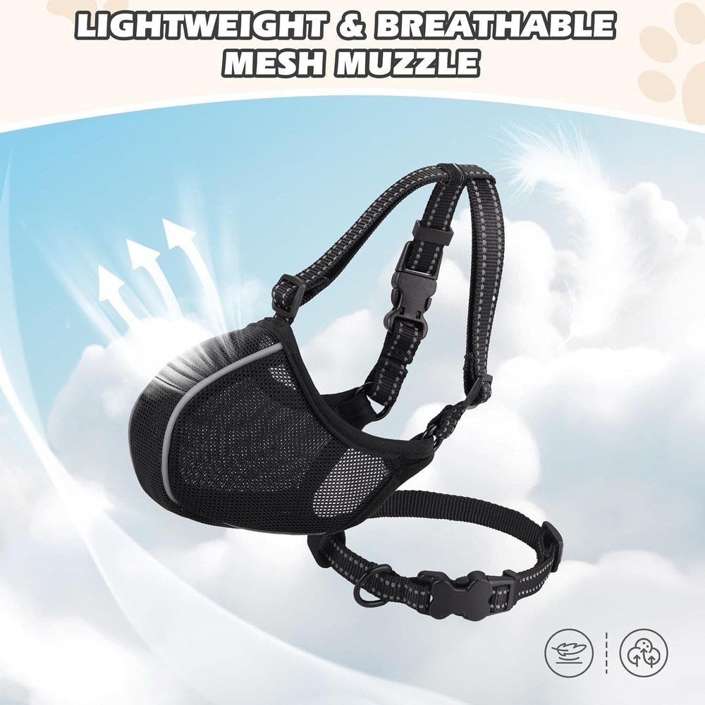 Soft Nylon Dog Muzzle with Reflective Edges - Secure Fit for Training & Grooming