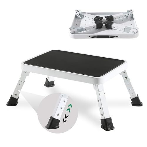 Adjustable Folding One Step Stools for Adults Heavy Duty Metal Step Stool for...