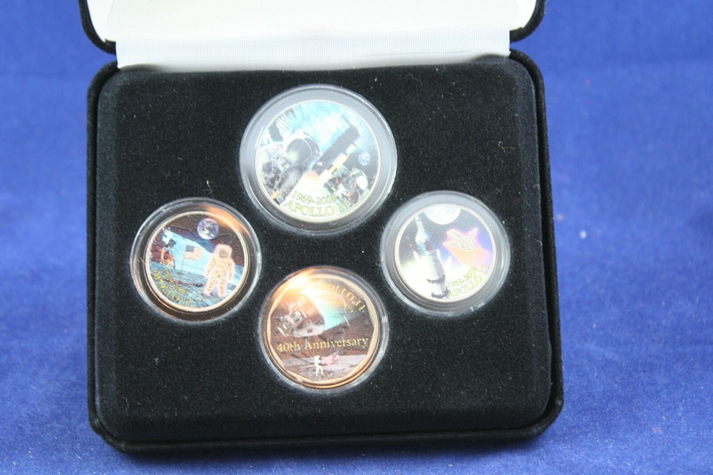 Apollo Missions 4 Coin Colorized Set.