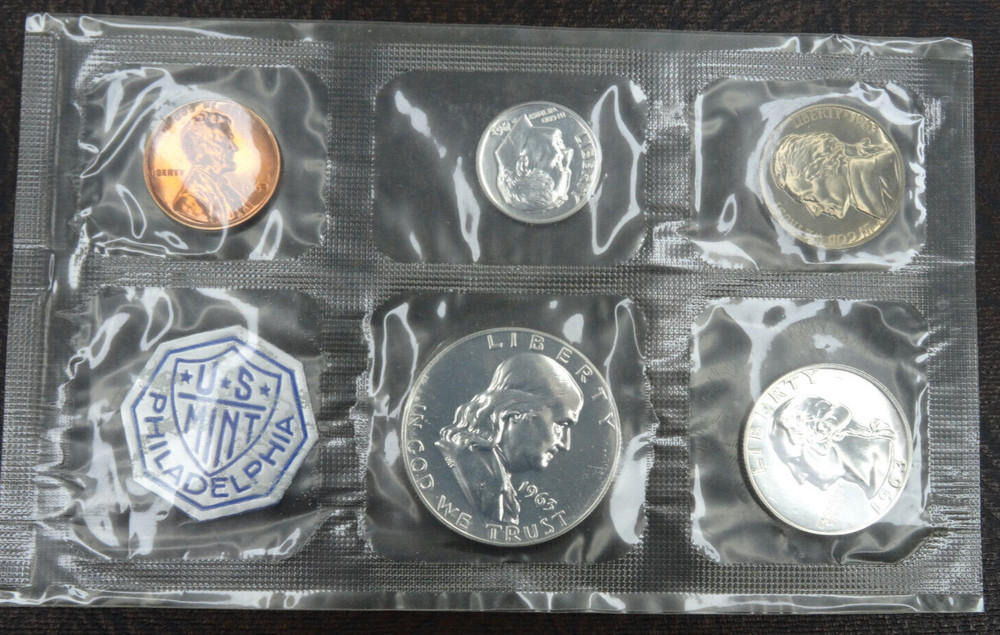 1963 US Mint Proof Set 5 Coins 90% Silver Flat Pack NO ENVELOPE