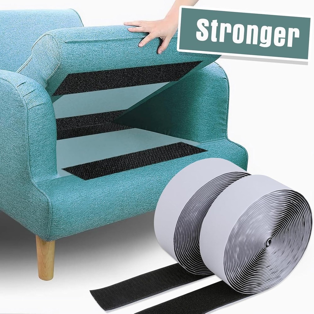 Black 27Ft Hook and Loop Tape - Durable, Easy-to-Use Adhesive Fastener Rolls