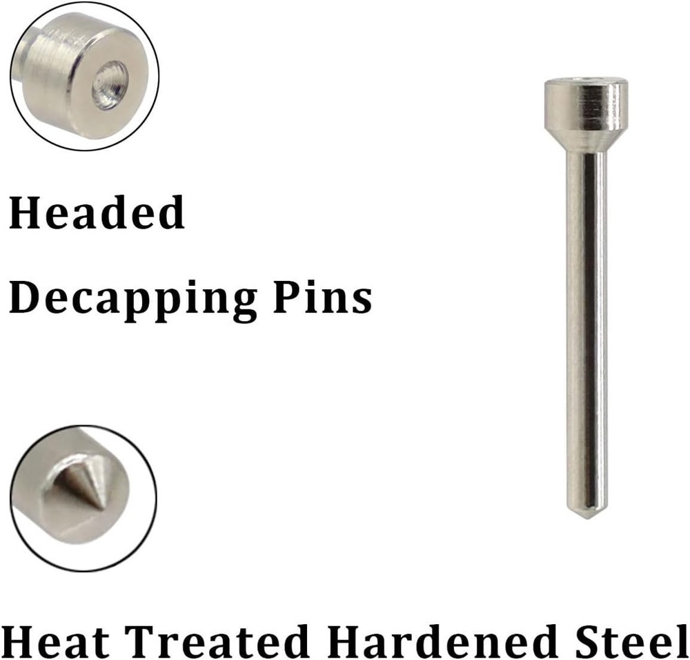 12 Pack Headed Decapping Pins Reloading Die, Redesigned Black