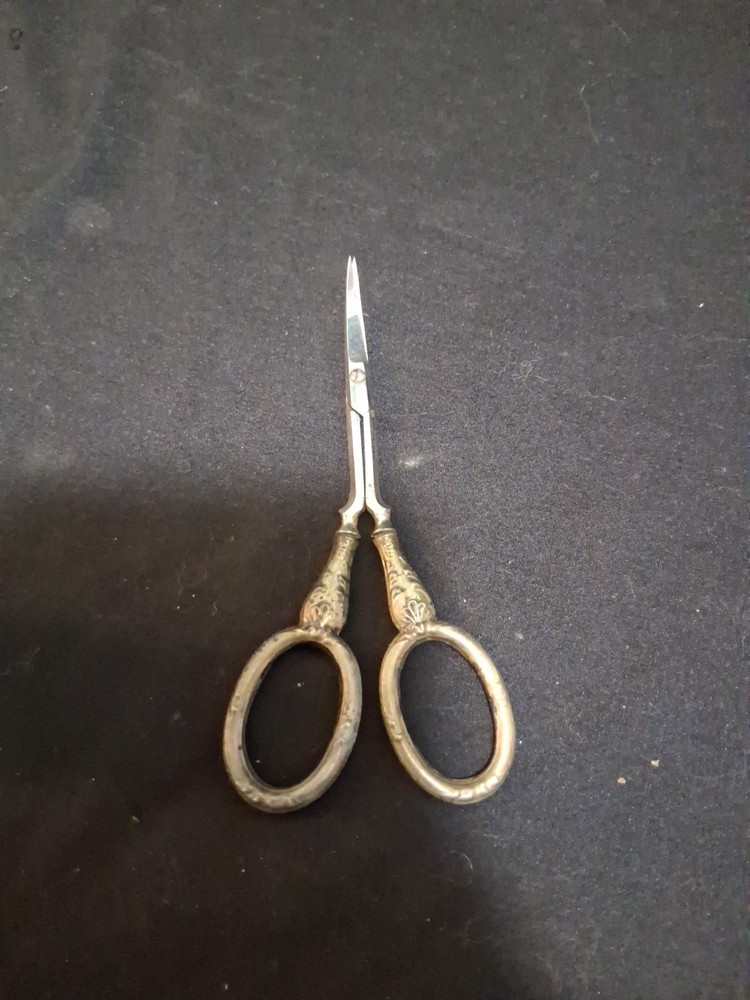 Antique 800 Silver Sewing Scissors Curved Blade Sharp