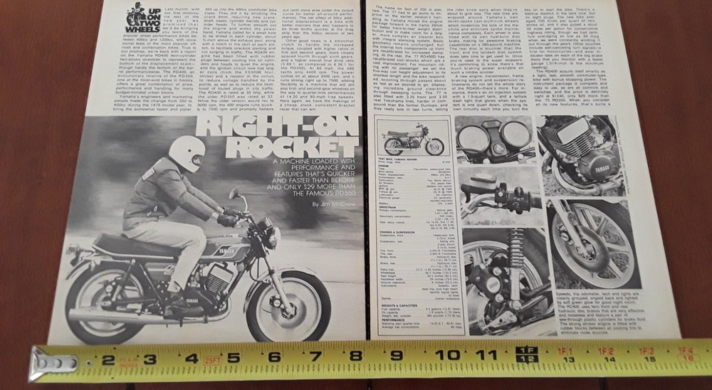 1977 YAMAHA RD400   ORIGINAL 1977 ARTICLE