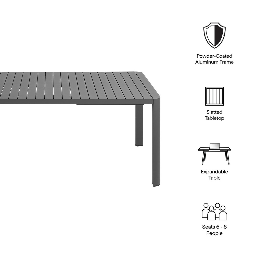 Tahoe Aluminum Extendable Dining Table in Gray