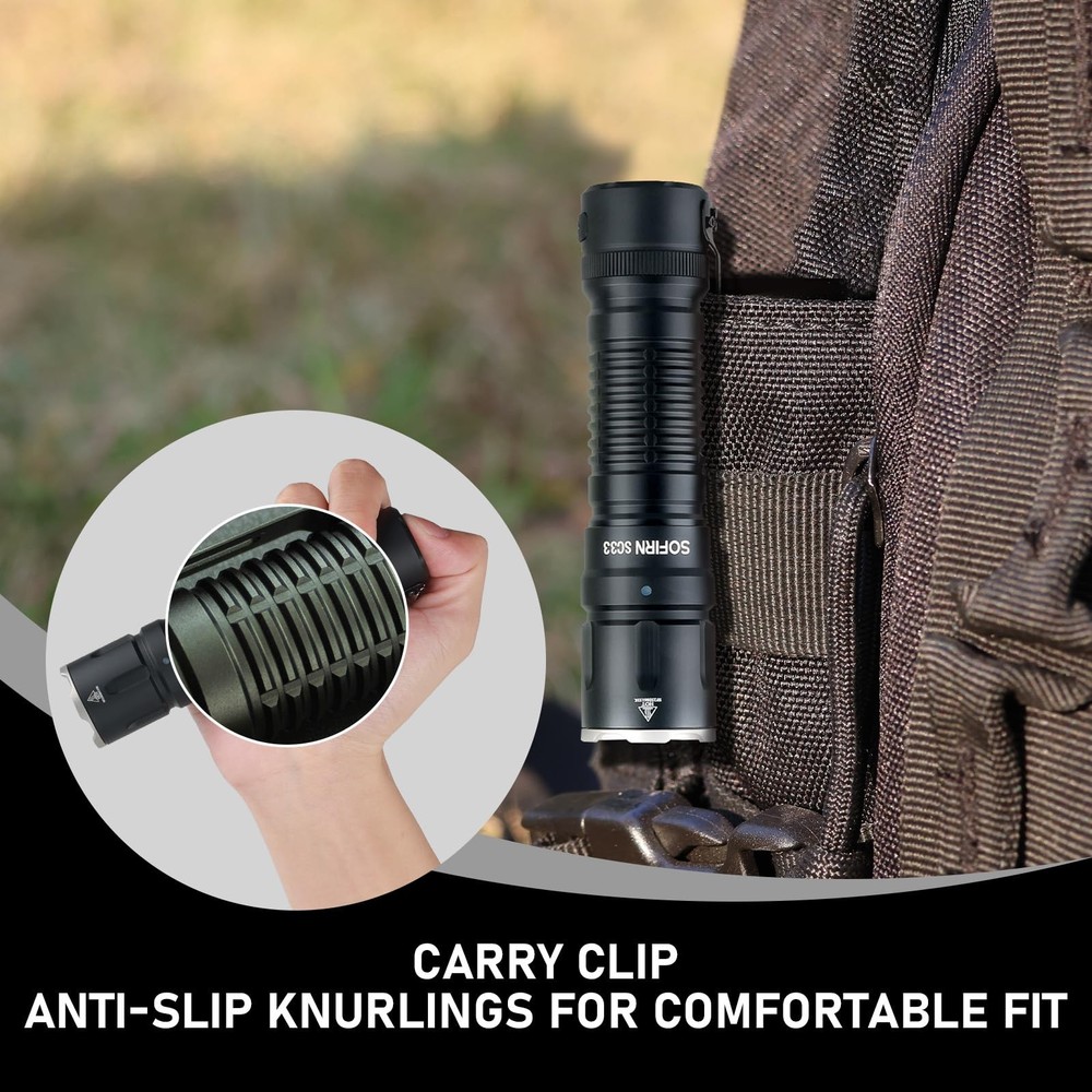 Sofirn SC33 5200Lm USB-C Rechargeable Tactical Flashlight Waterproof LED