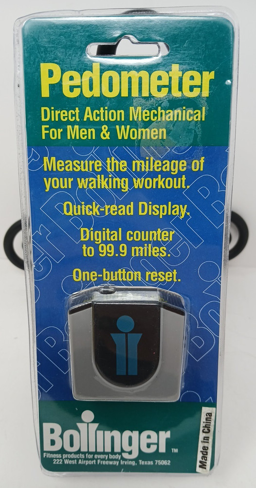 Bollinger Pedometer Direct Action Quick Read Display One Button Reset Hip Clip