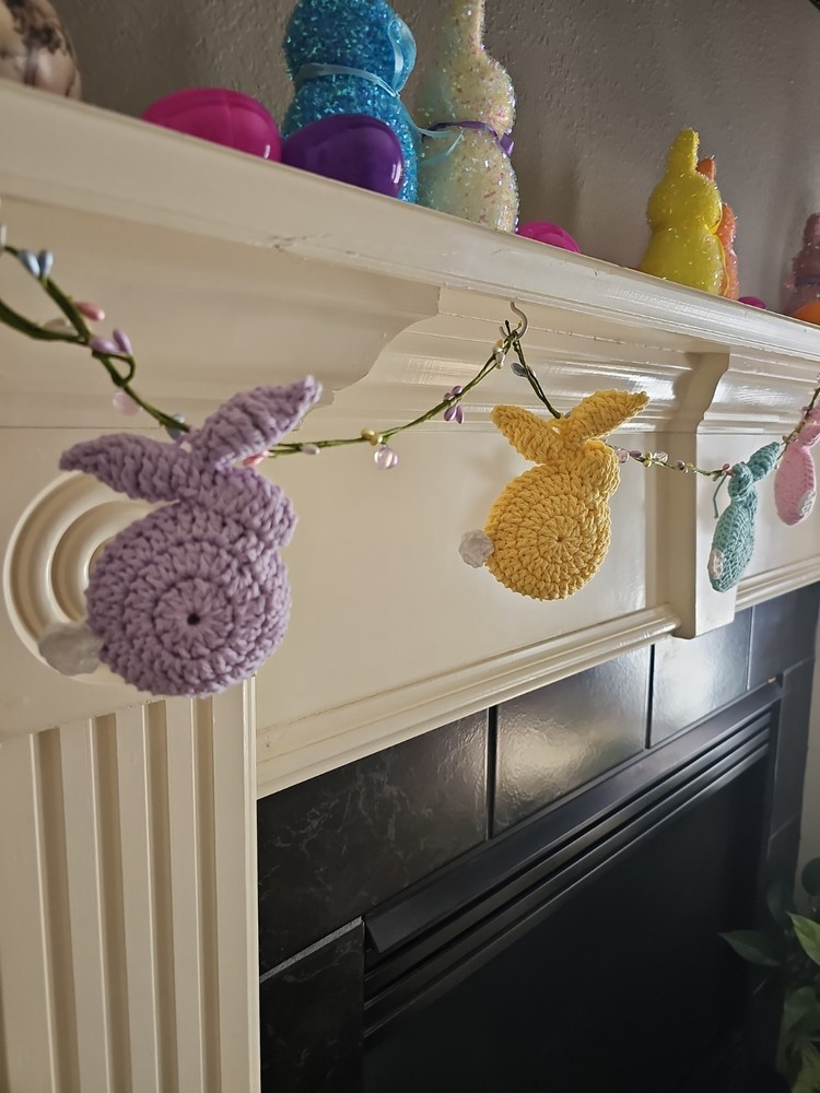 Pastel Crochet Bunny Garland Handmade Easter Decor