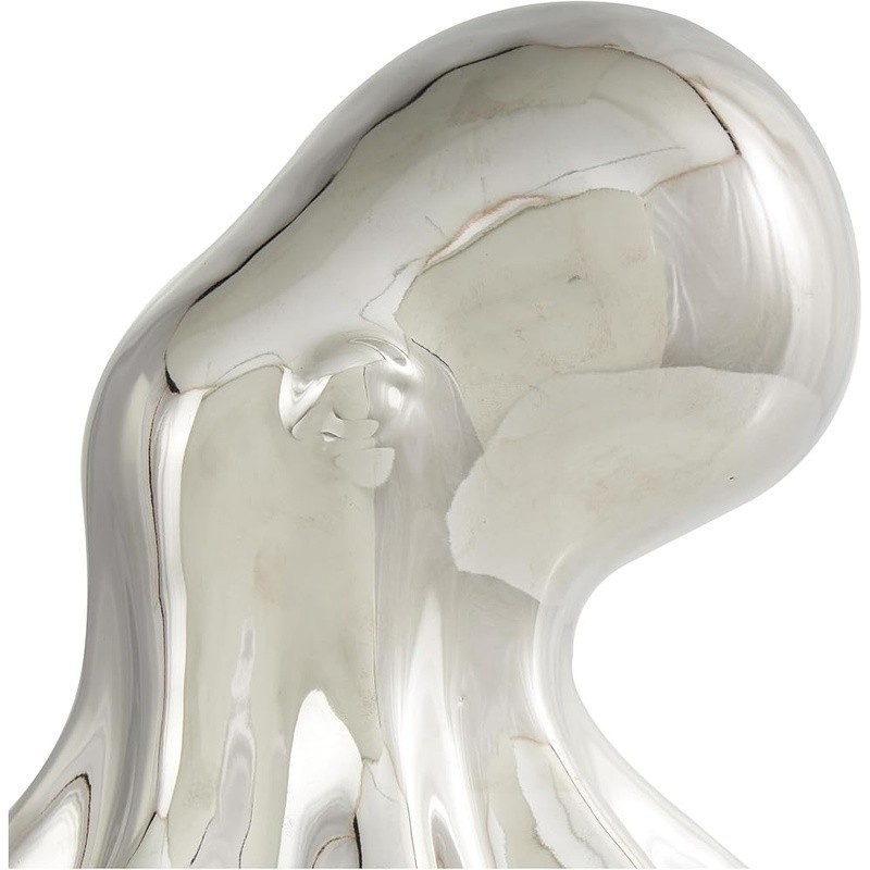 Silver Ceramic Octopus Decorative Statue Coastal Home Accent Unique Sculpture US
