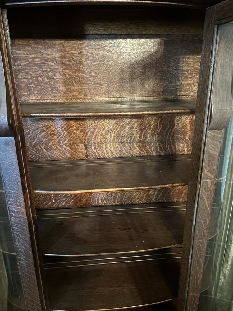 Antique Victorian Curved Cabinet Display