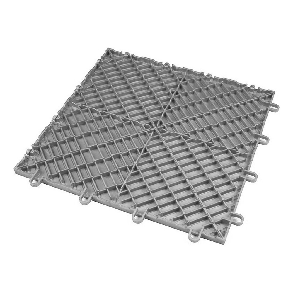 GearTile Diamond Pattern 12" x 12" Black Garage Floor Tile (24 Pack)