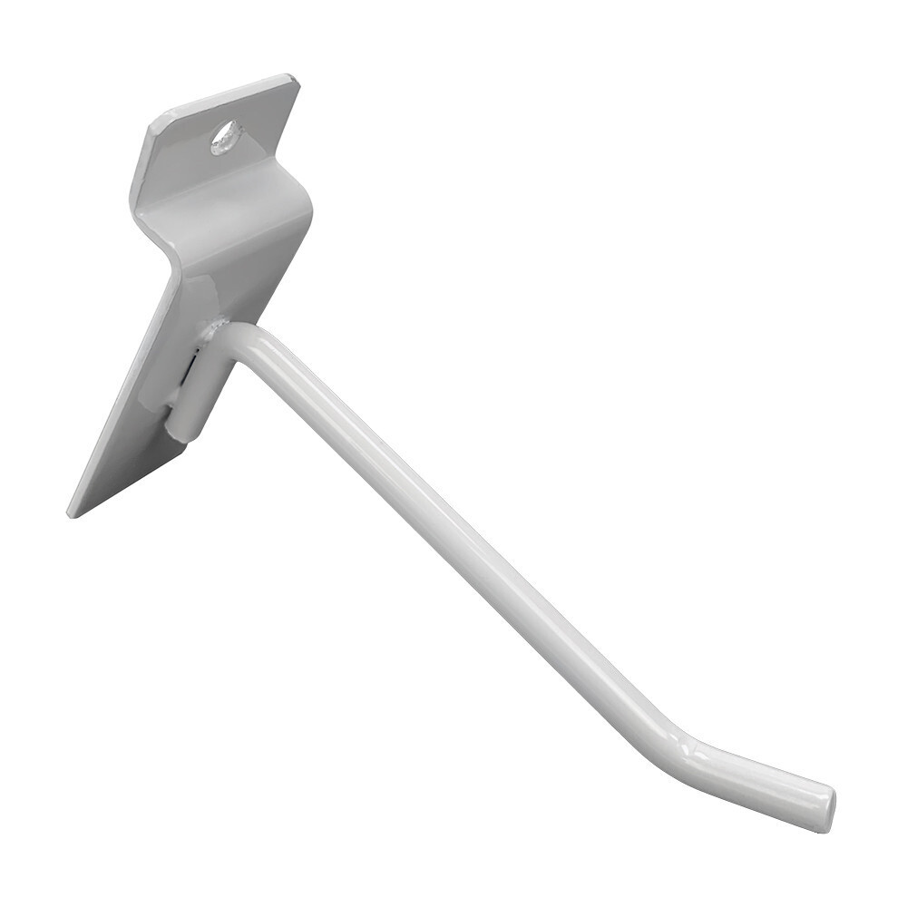 4" Slatwall Hook Panel Display Hooks, 1/4" Thickness Metal,Gloss White - PACK 12