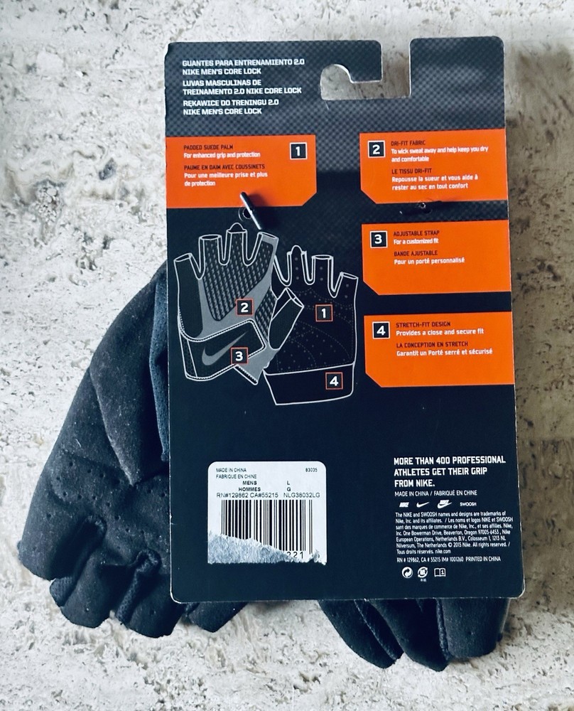 Nike Core Lock 2.0 Training Gloves Large w/ Gladiator & Rouge Wrist Wraps