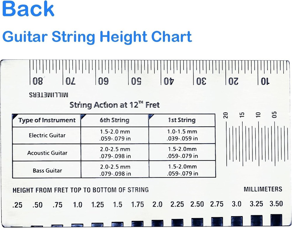Guitar Action Gauge Ruler, String Height for