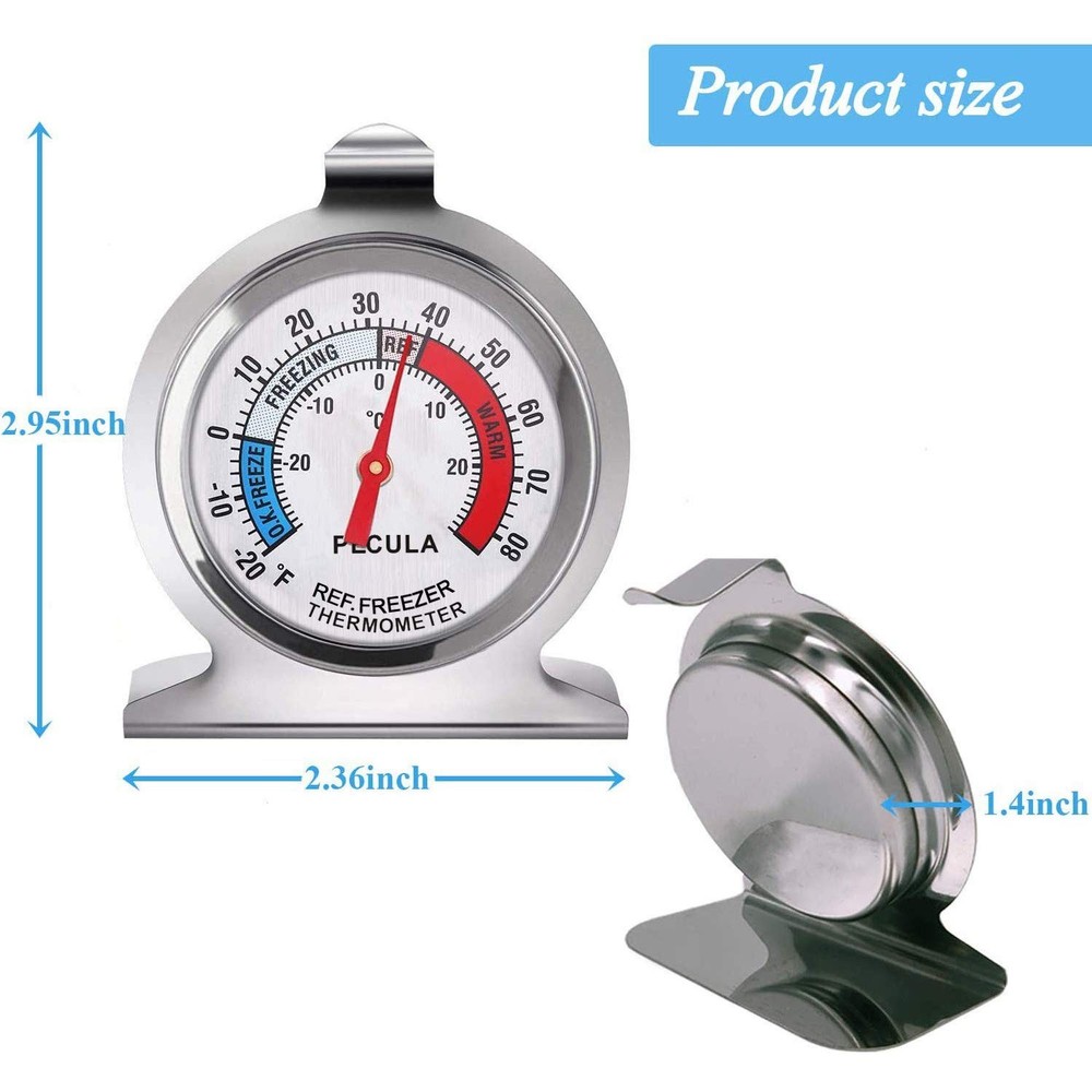 Classic 2-Pack Refrigerator Thermometer with Clear Indicators & Durable Design