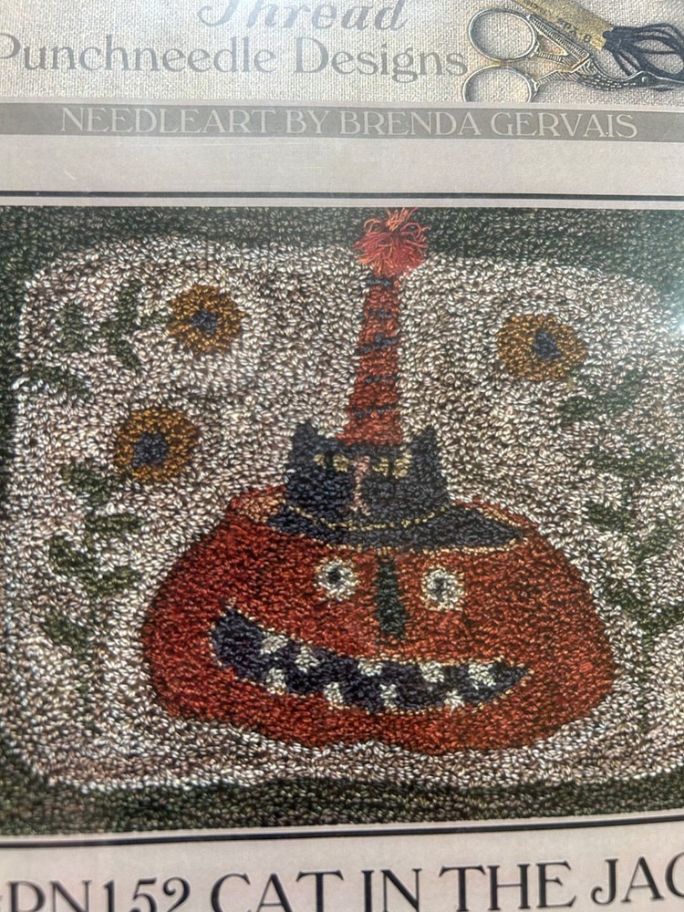 OOP? PRIMITIVE PUNCHNEEDLE  EMBROIDERY PATTERN, CRAFTS PUNCH NEEDLE PUMPKIN
