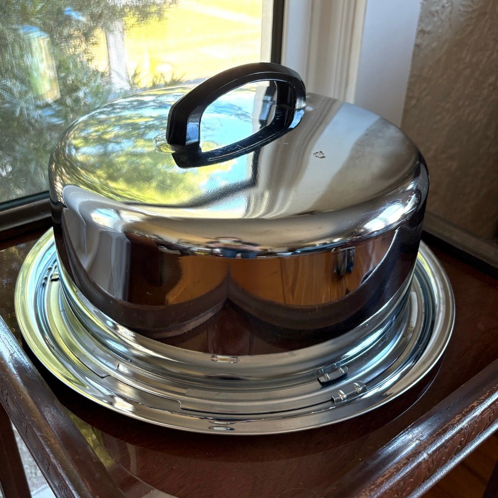 Vintage Everedy Co. Chrome Serving Dome with Locking Tray, MCM Covered Platter