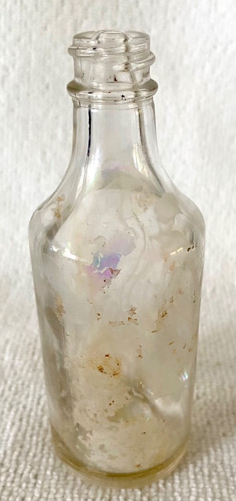 Small Clear Iridized Glass Splash On Food Bottle