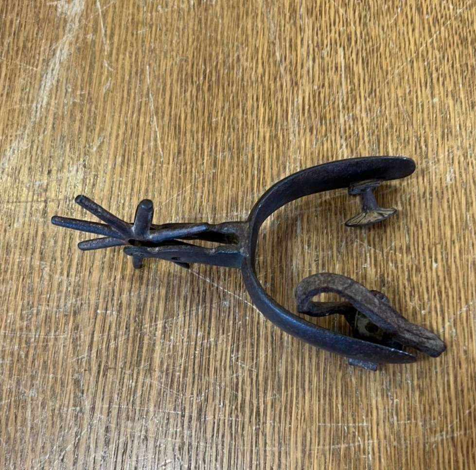 Antique Unmarked Cowboy Spur with Leather Strap