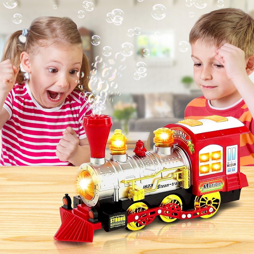 ArtCreativity Christmas Train Toy Bubble Machine for Kids, Bubble Blower Maker,