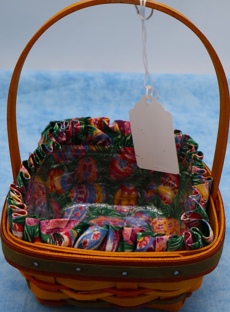 Longaberger Small Square Basket with Handle – 1998 – Liner & Plastic Protector